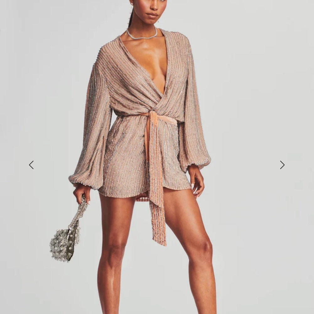 Retrofete Metallic Embellished Dress in Bronze